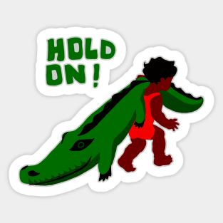 Kid and Crocodile Sticker